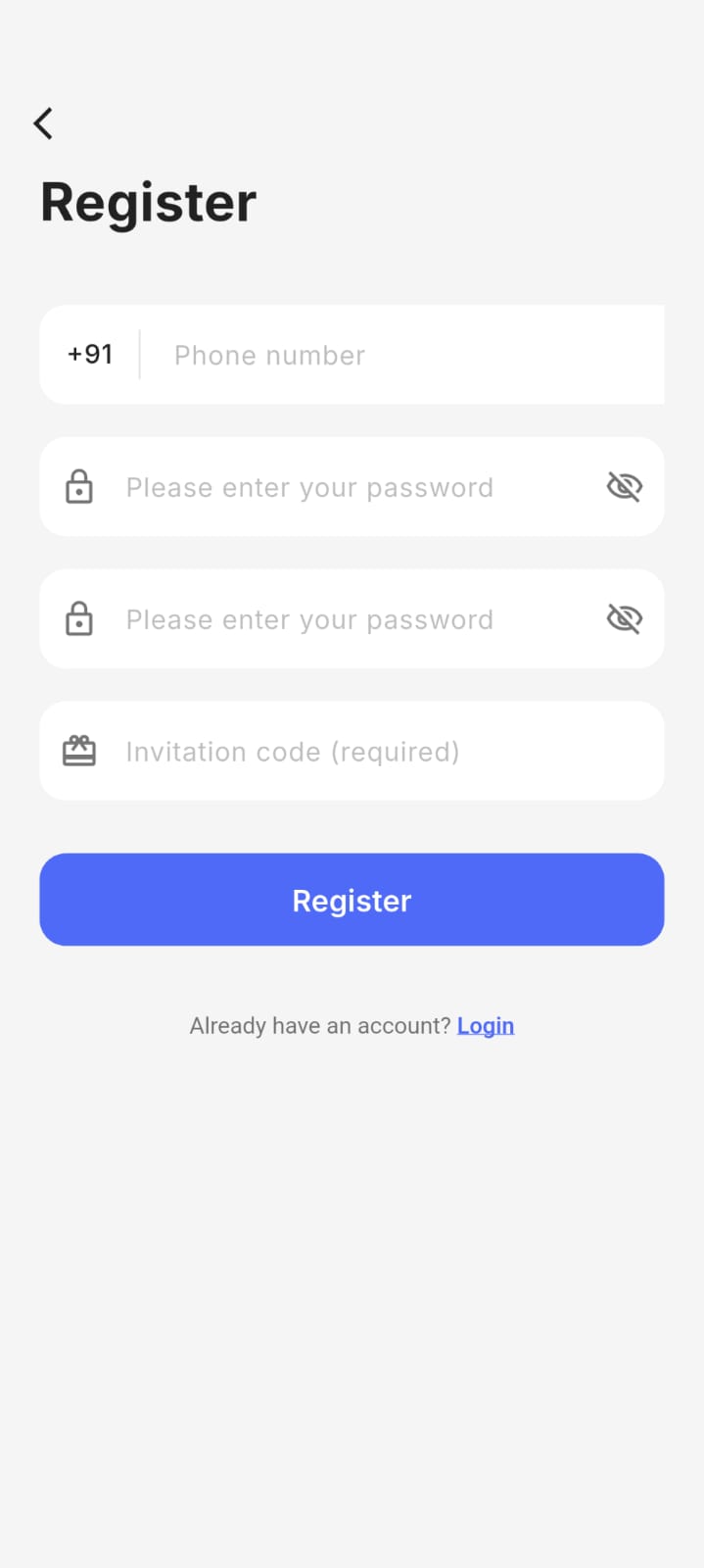 Gogowallet registration screen